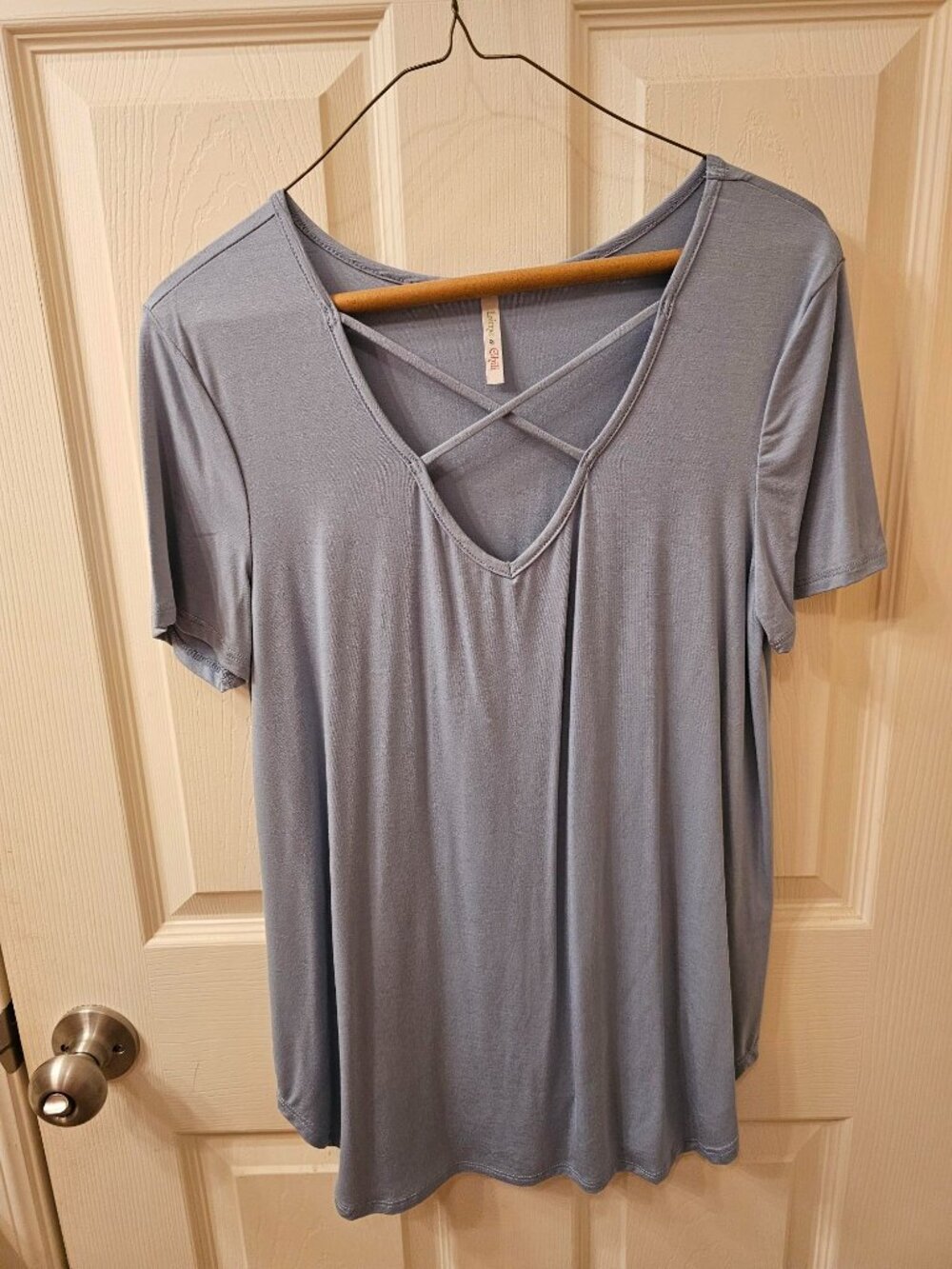 NWOT Lime N Chili Light Blue V-Neck Blouse